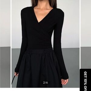 Commense Black Long Sleeve Dress with pockets. Sz M. T-shirt top, Poplin skirt